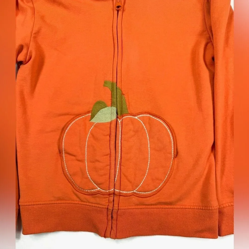 GYMBOREE Girls' Perfect Pumpkin Line Orange Pumpkin Pocket Full Zip Hoodie 6